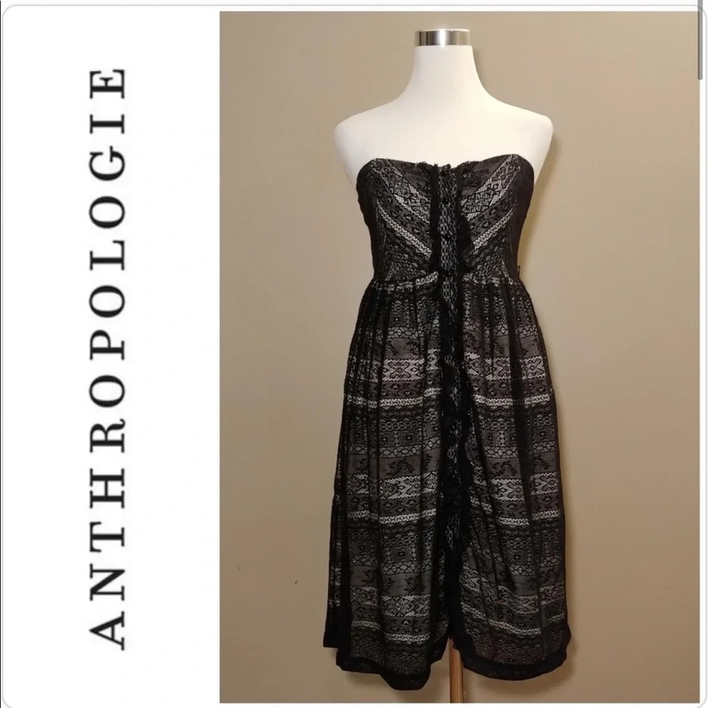 Moulinette Souers Black Lace Strapless Dress 2 - Picture 2 of 11